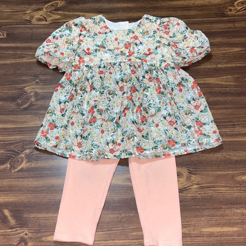 Bonnie Jean Floral 2pc outfit with Peach Accents size 4T